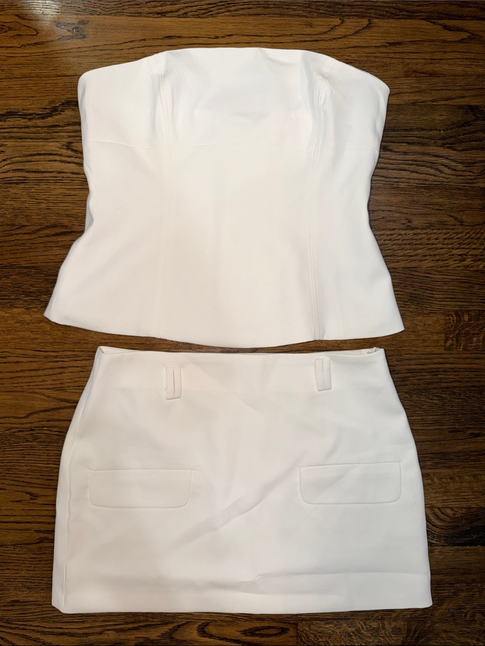 Women's White Strapless Mini Skirt Set - Classic White